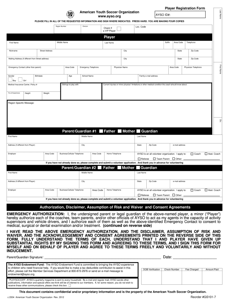  Ayso Registration 2012-2024