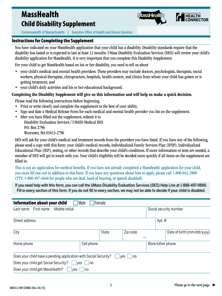  Masshealth Medical Records Release Form Mads Mr 2015-2024