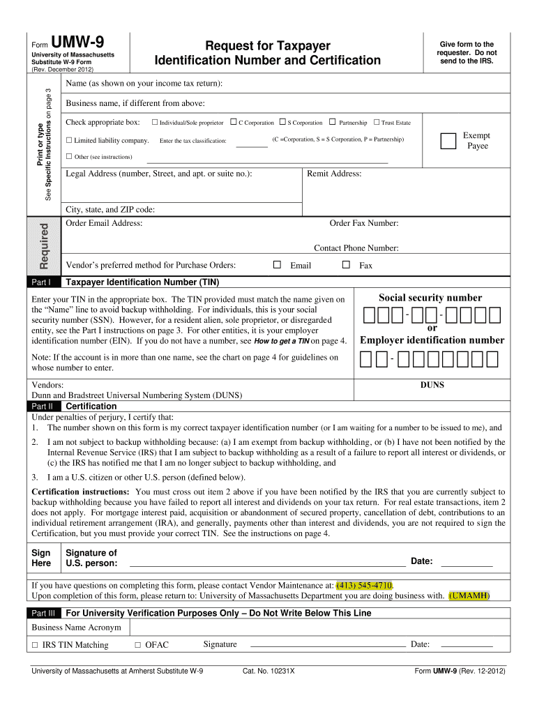 Umw9 Form Fill Out And Sign Printable PDF Template SignNow