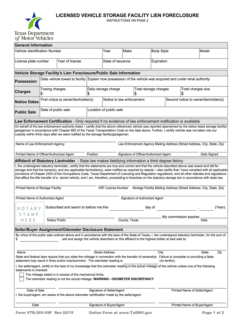  Vtr 265  Form 2015