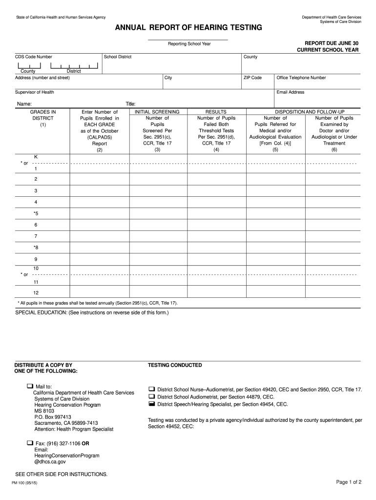  Pm100 Hearing Form 2015-2023