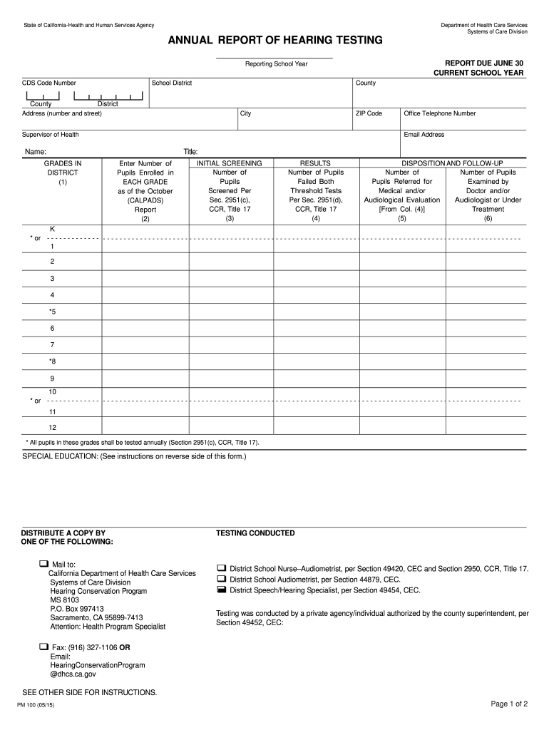  Pm100 Hearing Form 2015