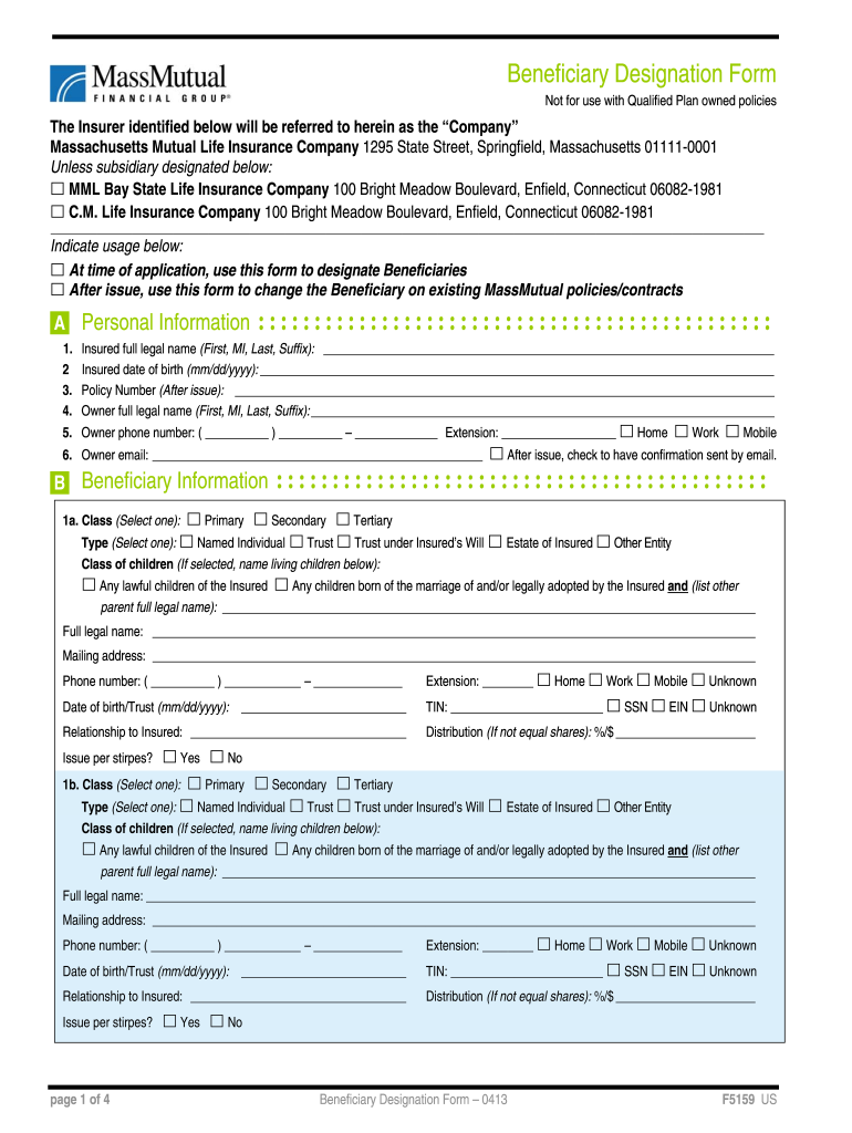  Beneficiary Designation Form 2013-2024