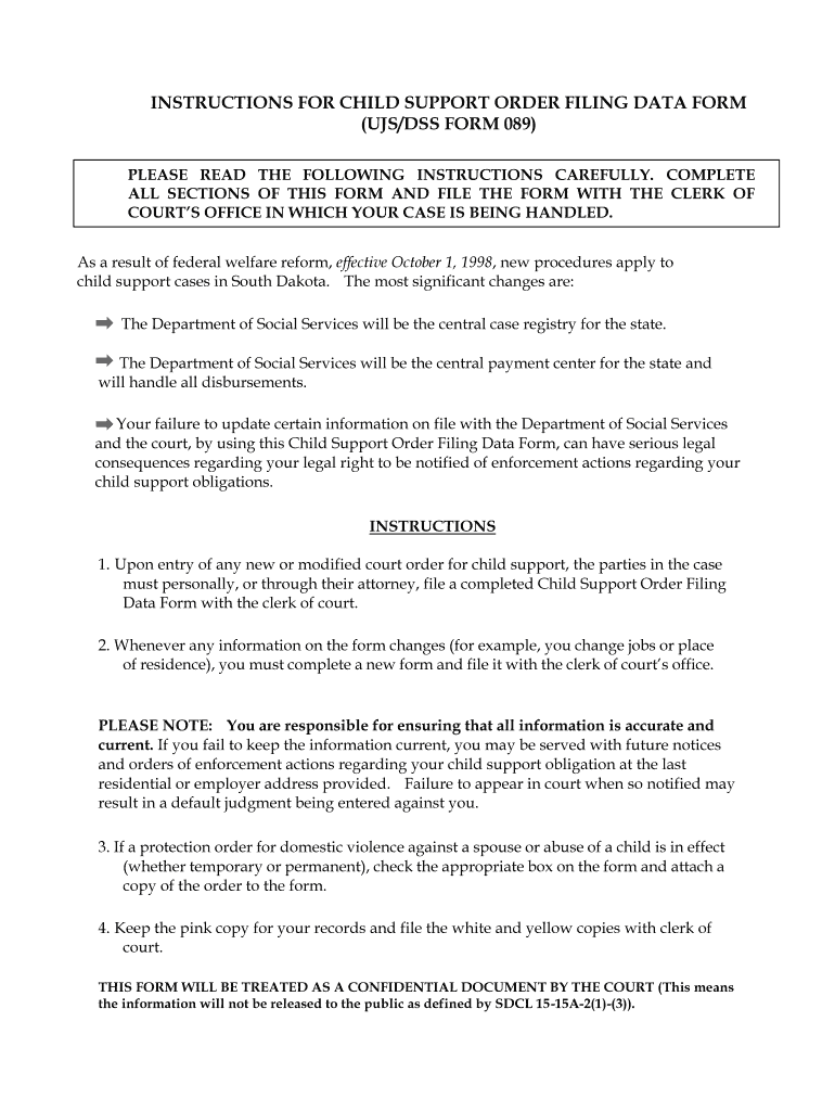  South Dakota Ujs Dss Form 089 2011-2024