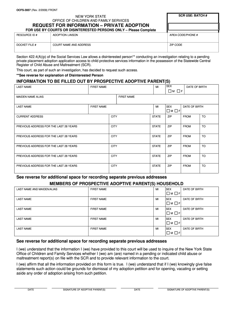  Ocfs Form 3937 2009-2024