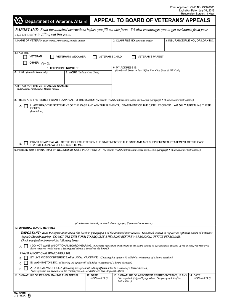  Va Form 9 2015