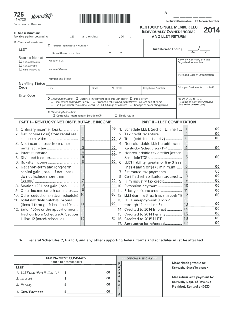Get and Sign Kentucky 725 Form 2016