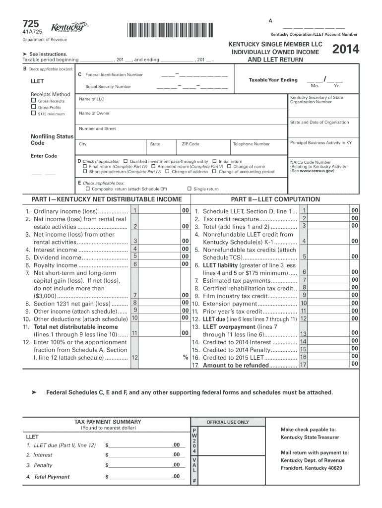  Kentucky 725 Form 2016