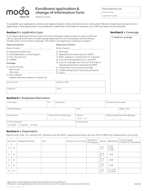  Moda Health Enrollment Form 2015-2024