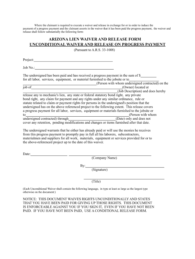 Arizona Mechanics Waiver Form