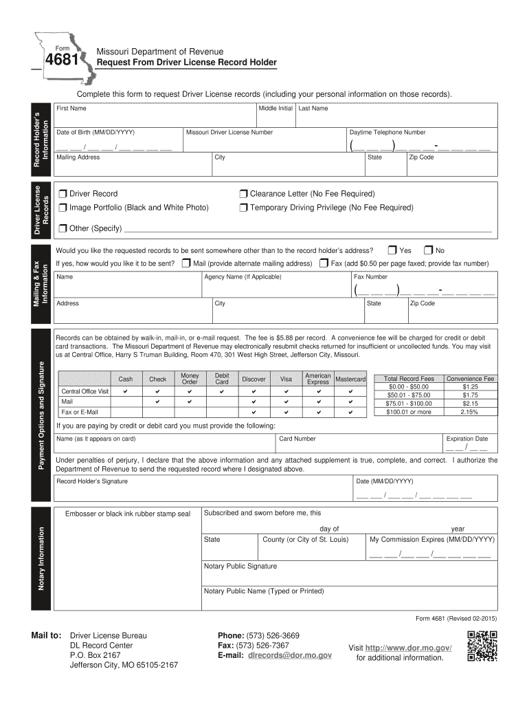  Missouri Form 4681 2015