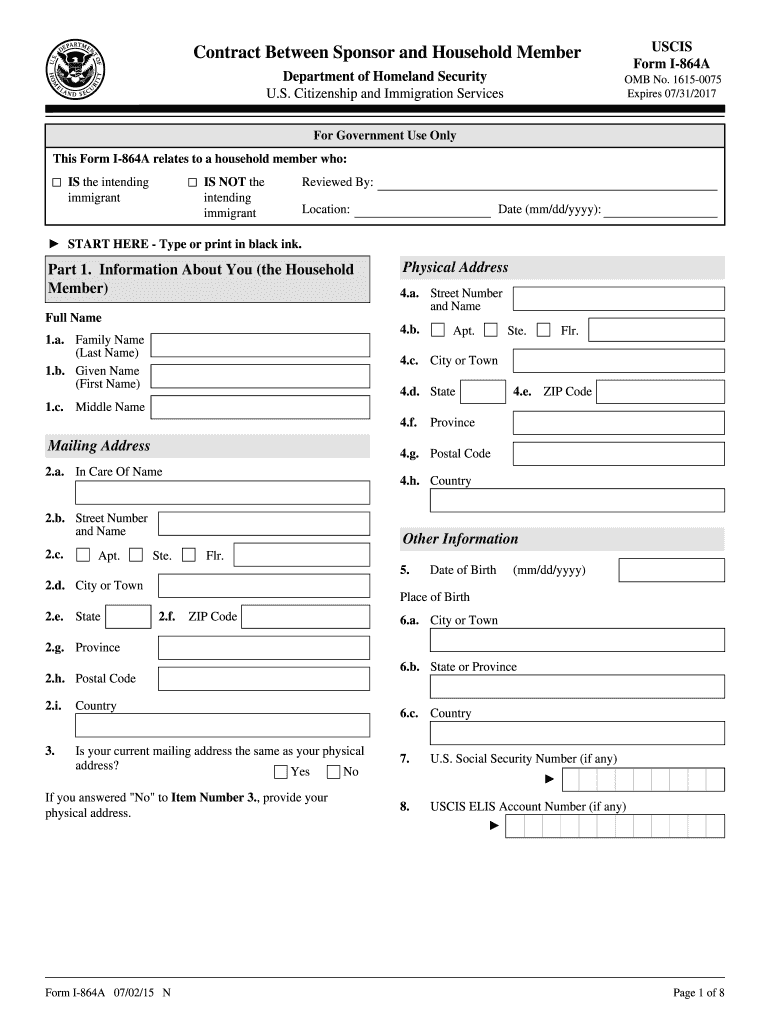  Form I 864a 2015