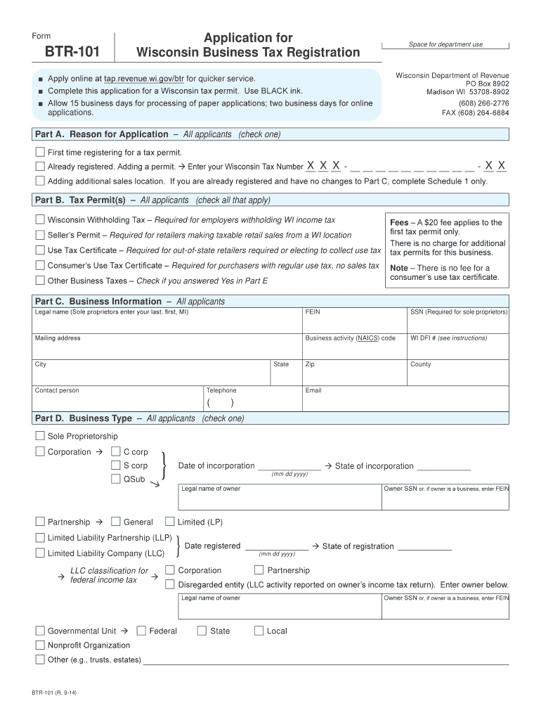 Get and Sign DOR Business Tax Registration Wisconsin Department of Revenue 2020 Form