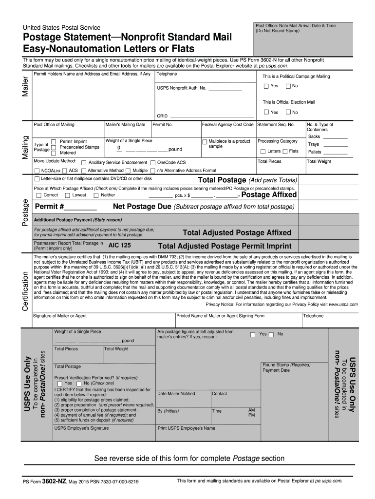  Ps Form 3602 Nz 2015