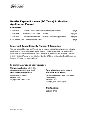 Get and Sign 1 3 Years Activation Application  Washington State Department of    Doh Wa 2014 Form