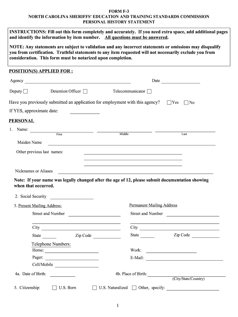  Nc Form F 3 2014