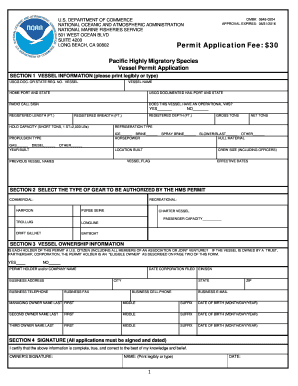 Noaa Pacific Hms Permit  Form