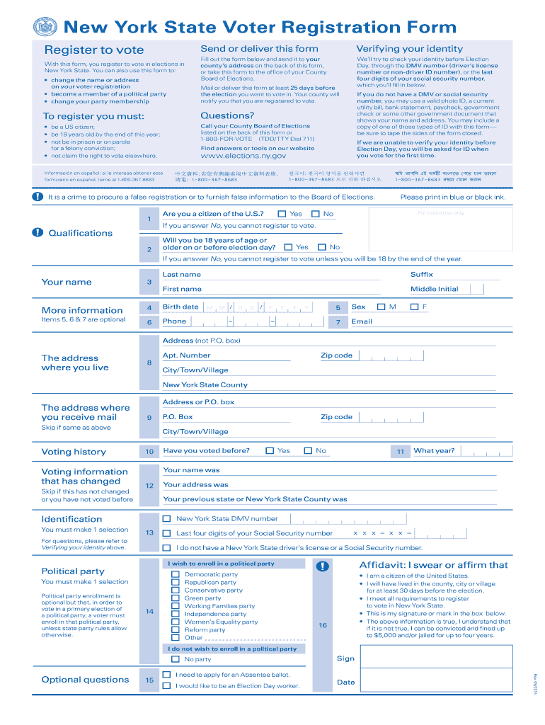  Voter Registration New York 2015