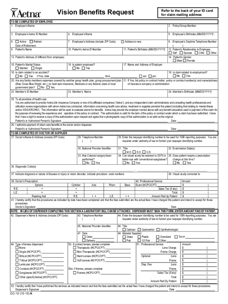  Aetna Claim Form Gc 8 13 10 16 M 2010-2024