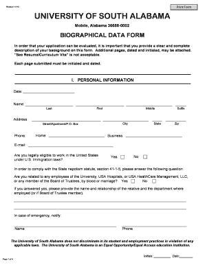  Biographical Data  Form 2013