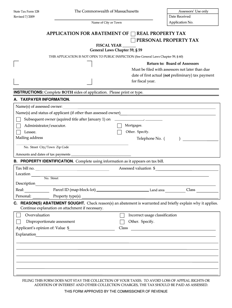  Application Abatement  Form 2009