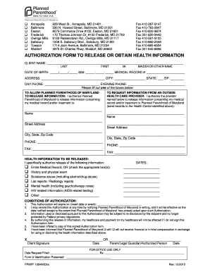 Get and Sign Print the Authorization Form for Release of Health Information  Plannedparenthood 2012-2022