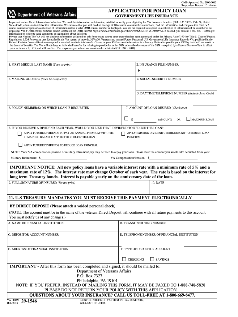 Va Form 29 1546