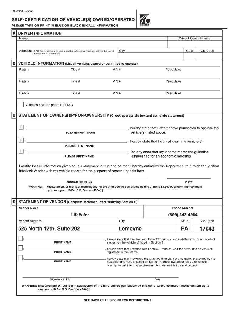  Dl 21sc Form 2007