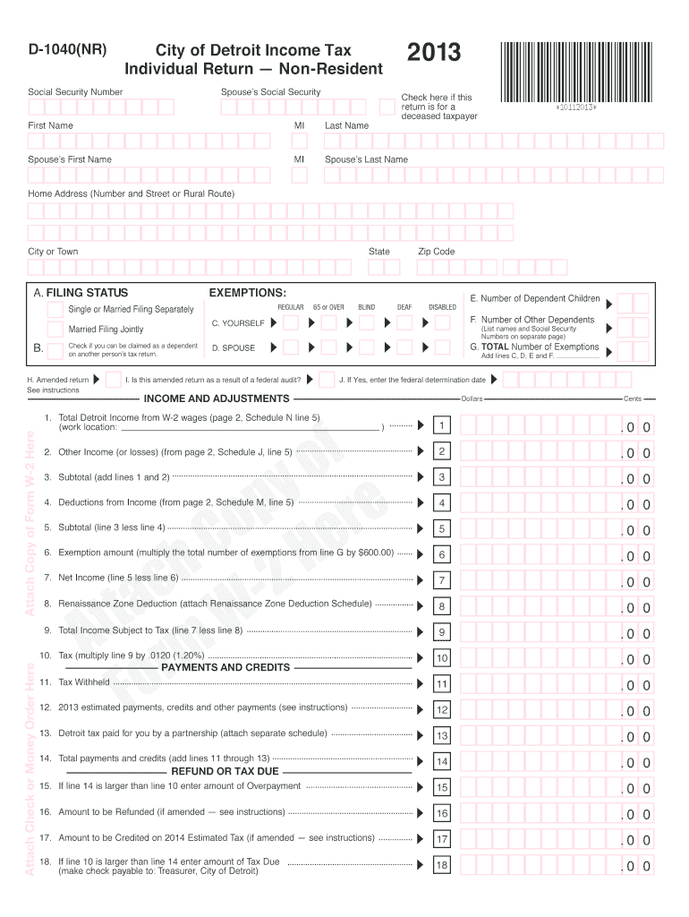  Cityofdetroitincometaxnonresidentform 2013