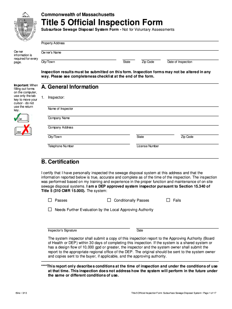 Massachusetts Title 5 Form 2013-2025