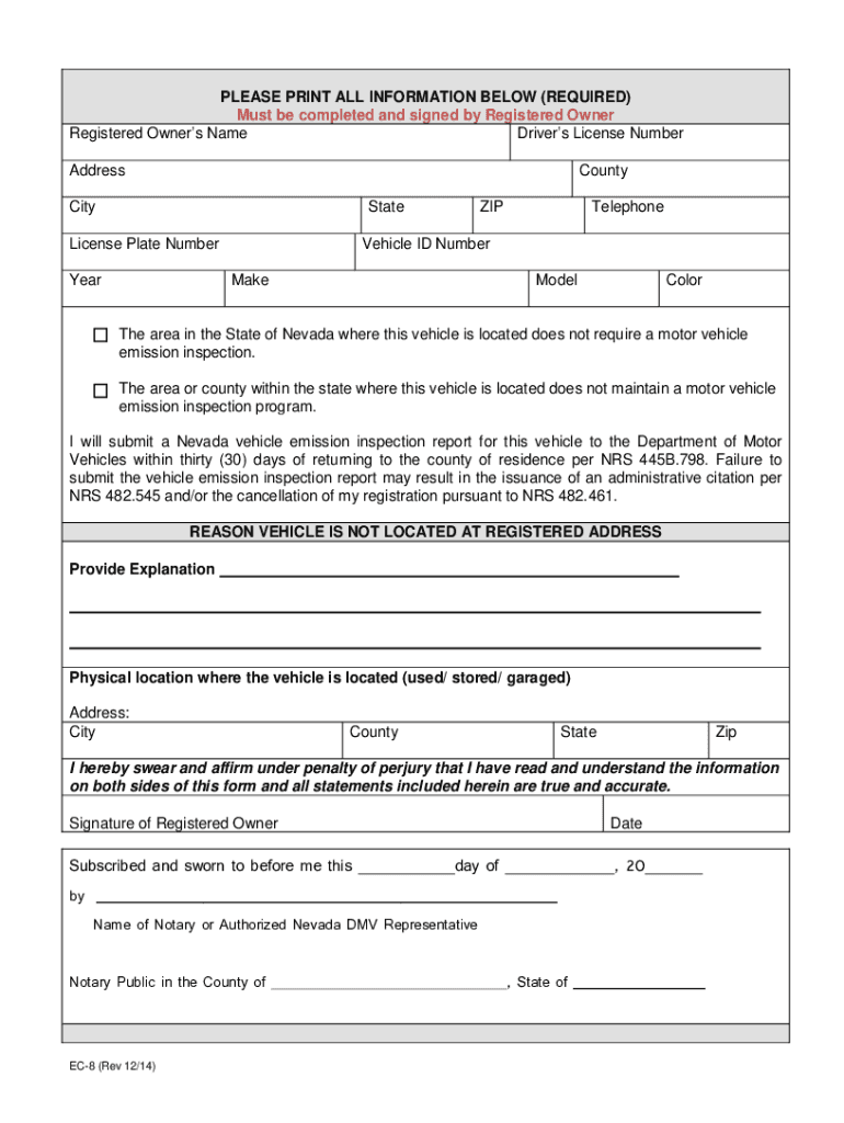  Nevada Dmv Security Agreement 2014