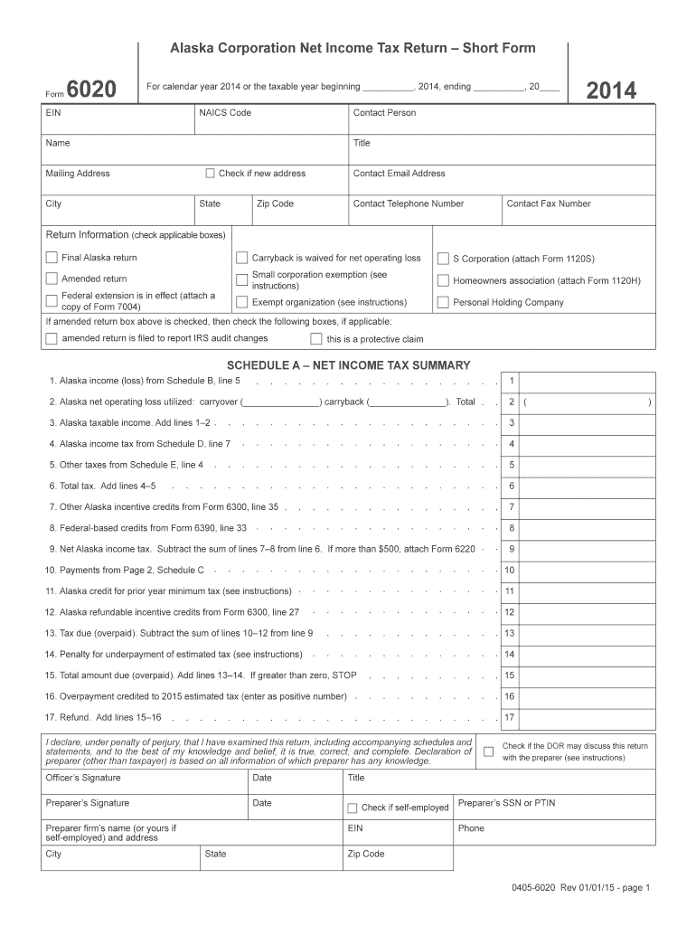  Alaska Form 6020 2014-2024