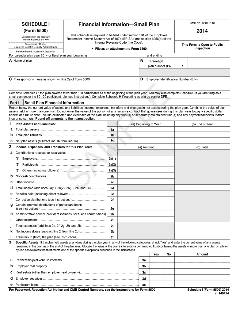  Irs Form 5500 Instructions 2014