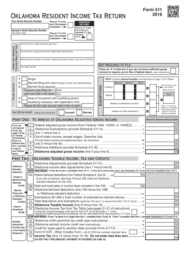  Oklahoma Form 511pdffillercom 2014