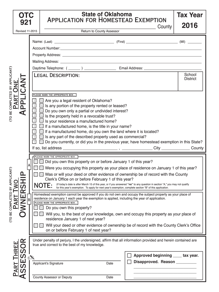  Otc 921  Form 2016