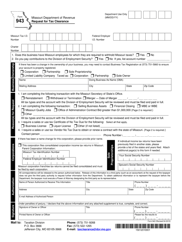 Get and Sign Fillable Mo 943 2015-2022 Form