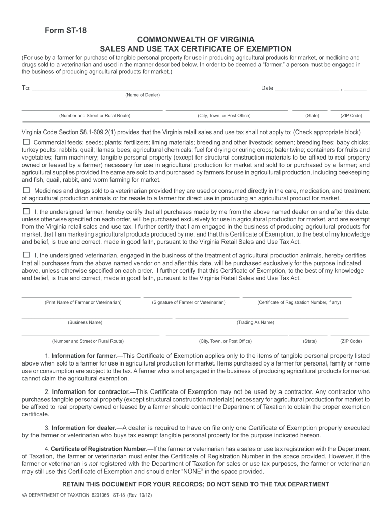  St 18 Tax  Form 2012