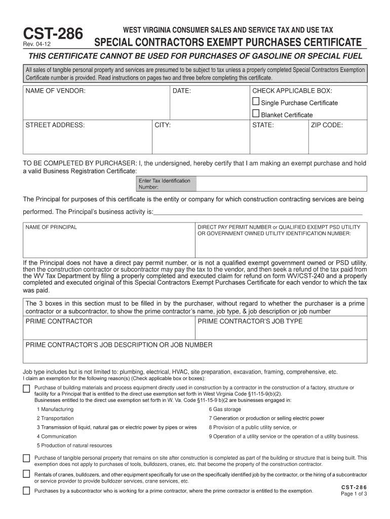 Wv Cst 286  Form