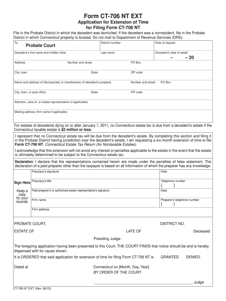  Form Ct 706 Nt Ext 2015