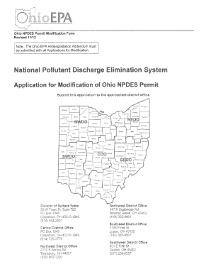Application for Modification of Ohio Npdes Permit  Form