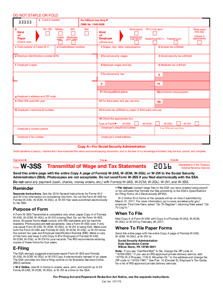  W 3 Ss  Form 2016