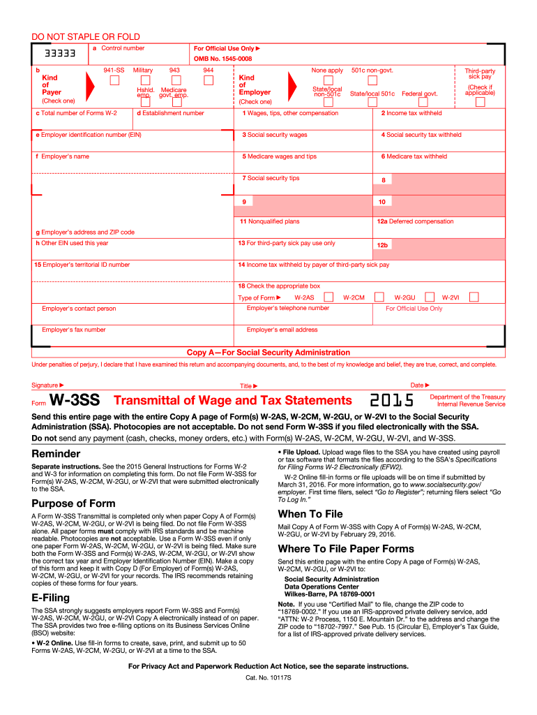  W 3 Ss Form 2015