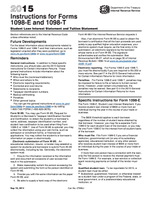  Instructions 1098 T  Form 2015