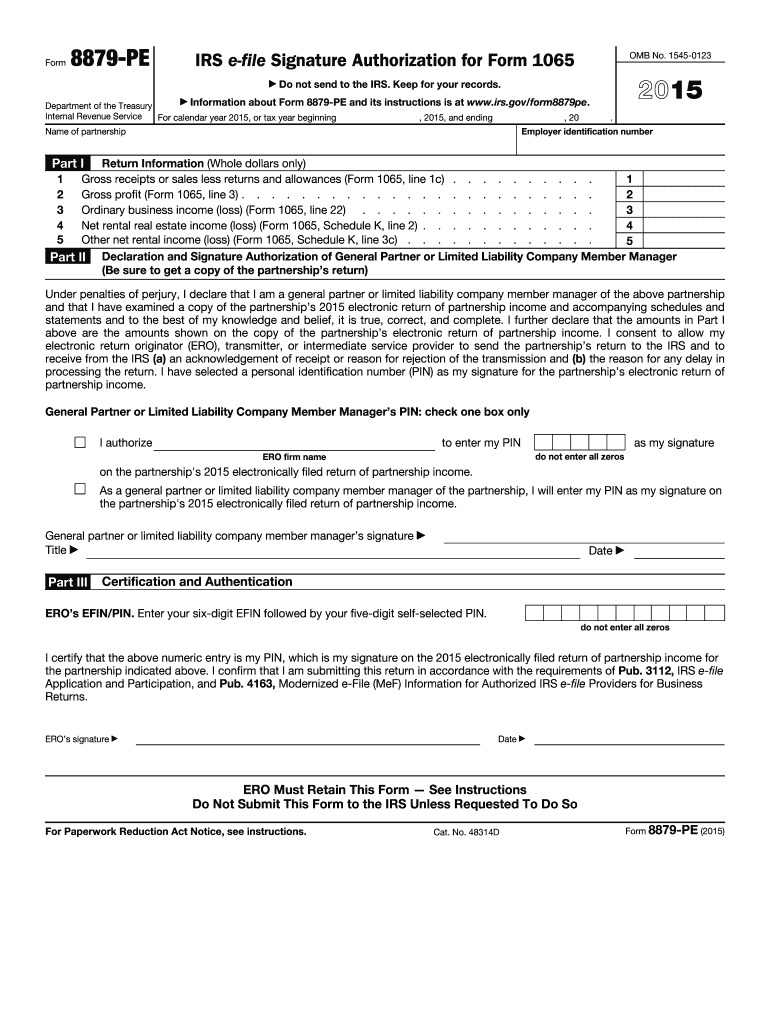  Form 8879 Pe 2015