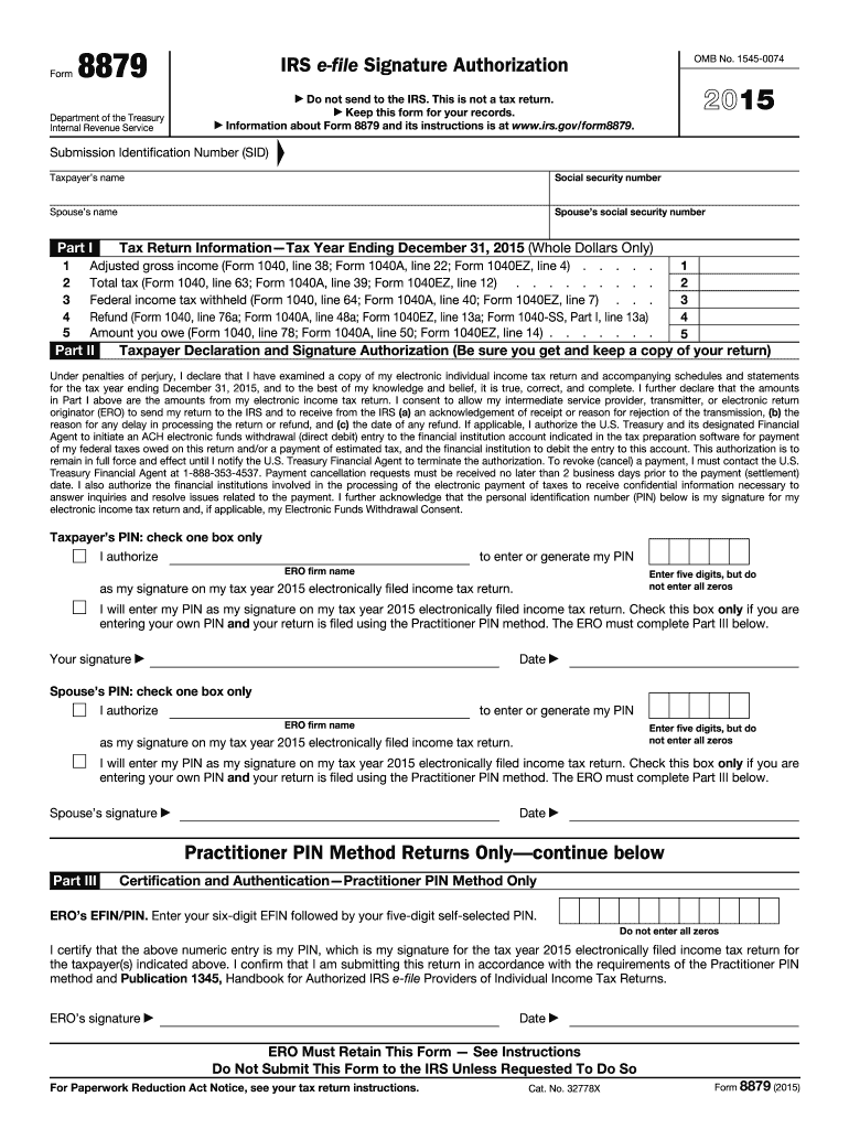  8879 Form 2015