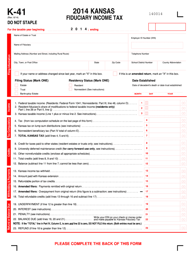  K 41 Form 2014