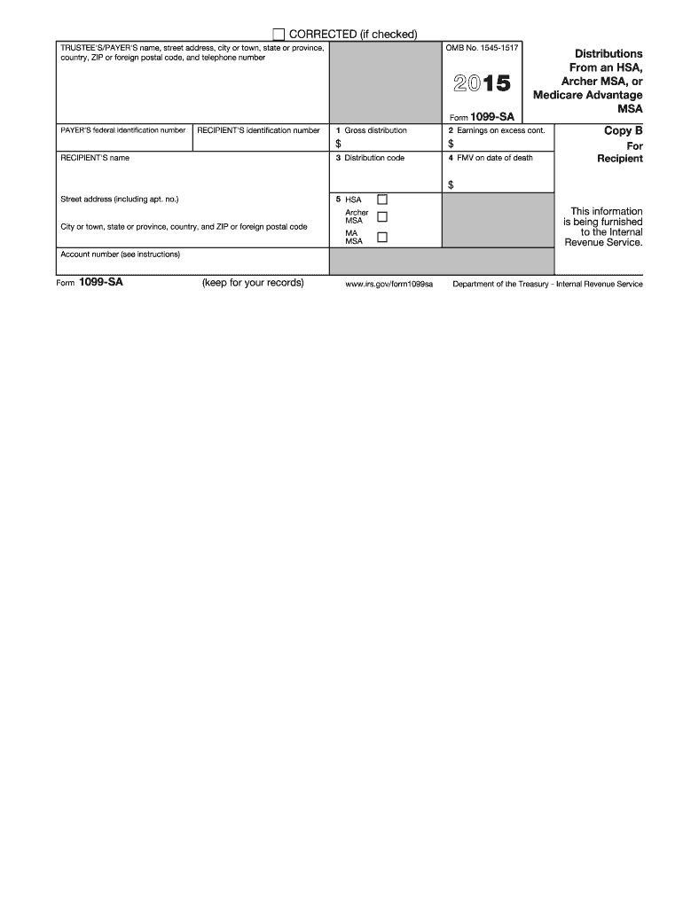  1099 Sa Form 2015