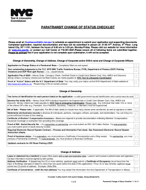  Tlc Paratransit Change of Status Checklist  Nyc Gov  Nyc 2015-2024