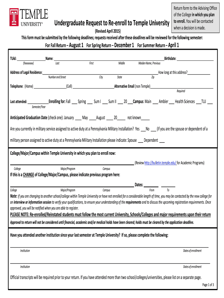 Get and Sign Request Enroll 2015-2022 Form