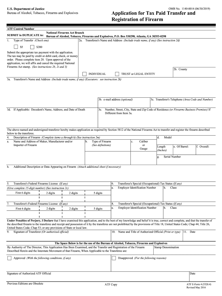  Atf Form 4 2014